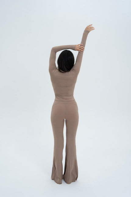 Flared pants with drawstring